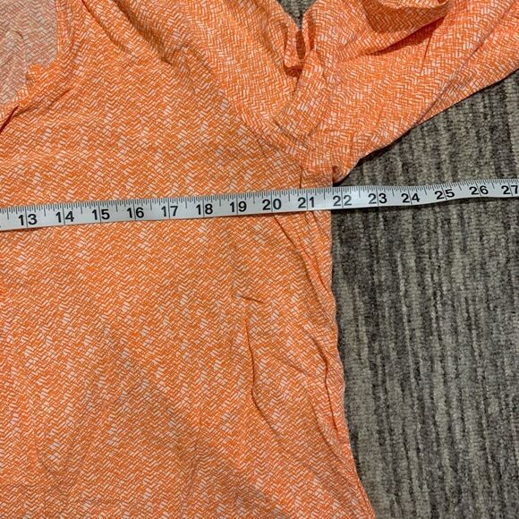 Stylus Women's XL‎ Orange White 3/4 Sleeve Blouse Top Casual V Neck Lightweight - Picture 3 of 5